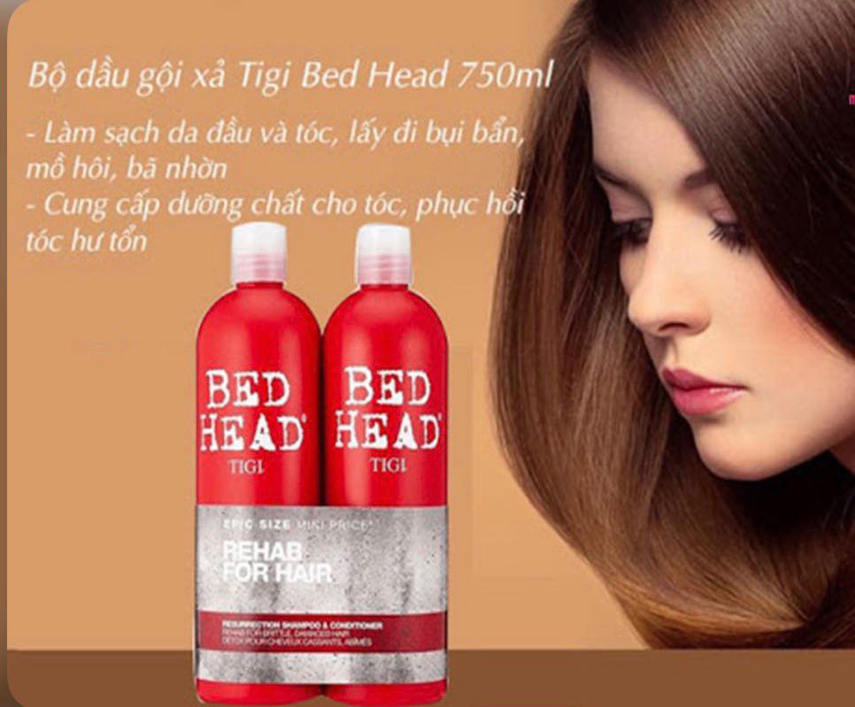 Bộ Dầu Gội + Dầu Xả Tigi Bed Head Đỏ 750ml - Chính Hãng
