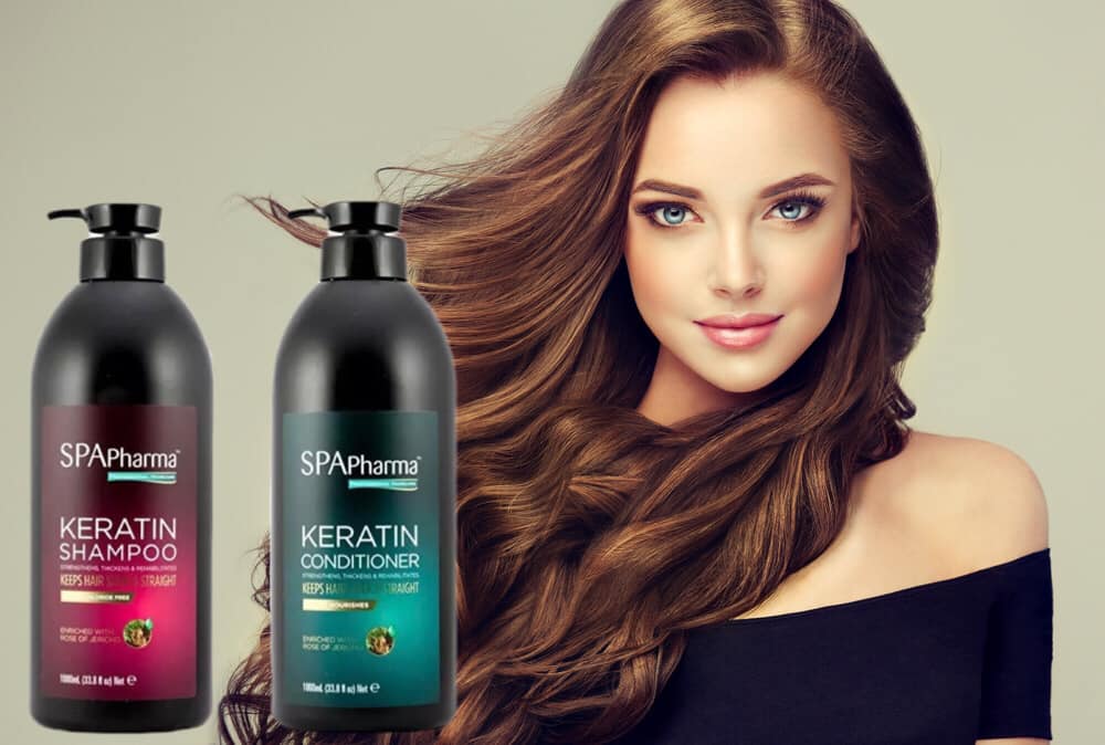Cặp Dầu Gội Xả Spapharma Keratin 1000ml/Chai