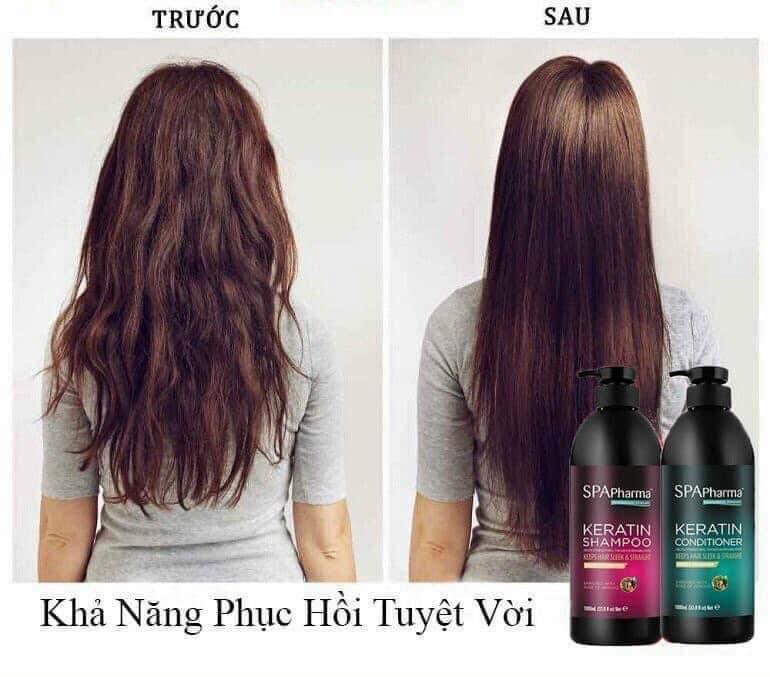 Cặp Dầu Gội Xả Spapharma Keratin 1000ml/Chai
